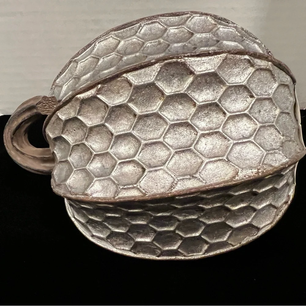 NEW Sophisticated Metallic Silver and Brown Geometric Pumpkin Table Accent